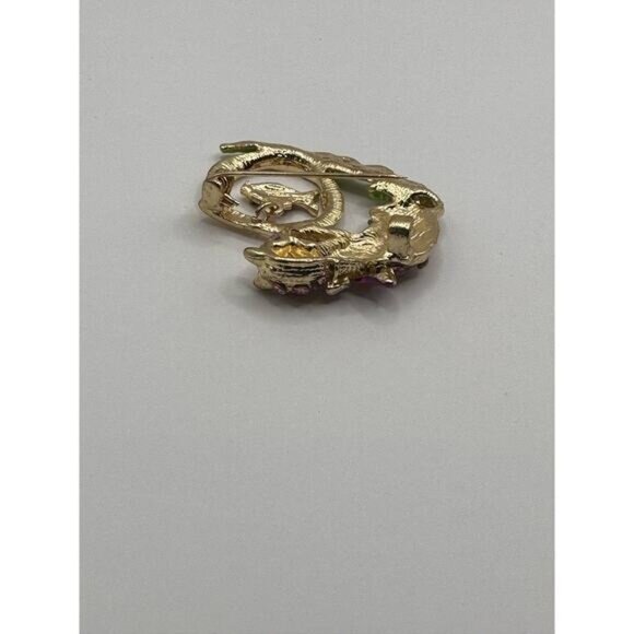 Cat & Fish Brooch Pin With Rhinestones & Enamel Accents - Picture 8 of 10